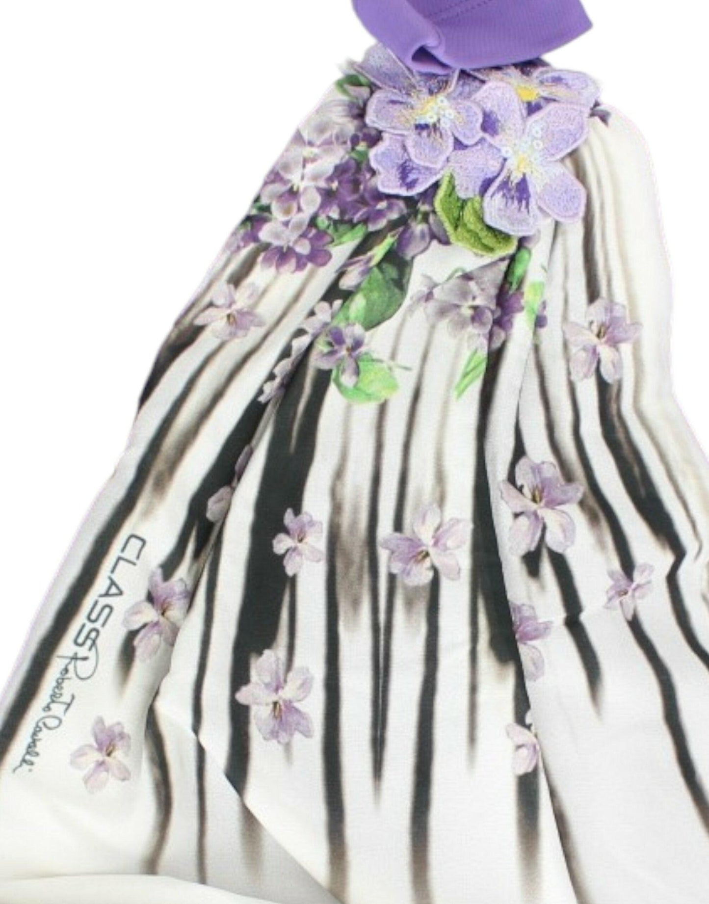 Cavalli Elegant Purple Floral Jersey Dress
