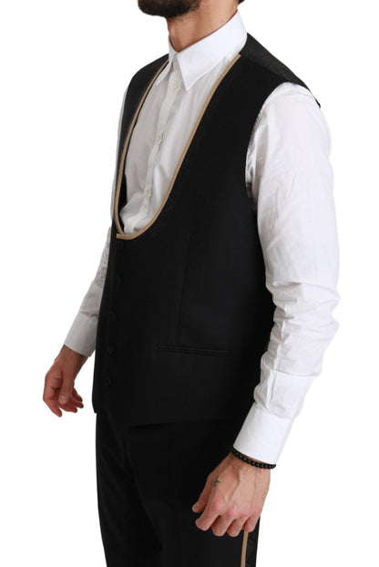 Dolce & Gabbana Elegant Black Silk-Blend 3 Piece Suit - PER.FASHION