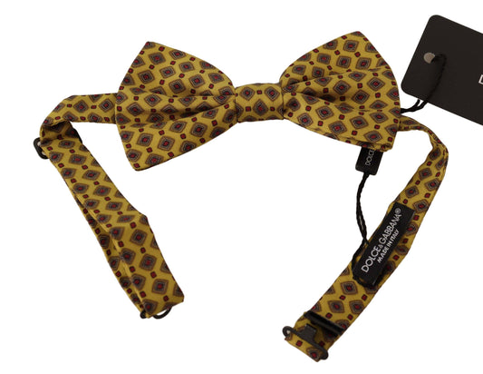 Dolce & Gabbana Elegant Yellow Silk Bow Tie - PER.FASHION