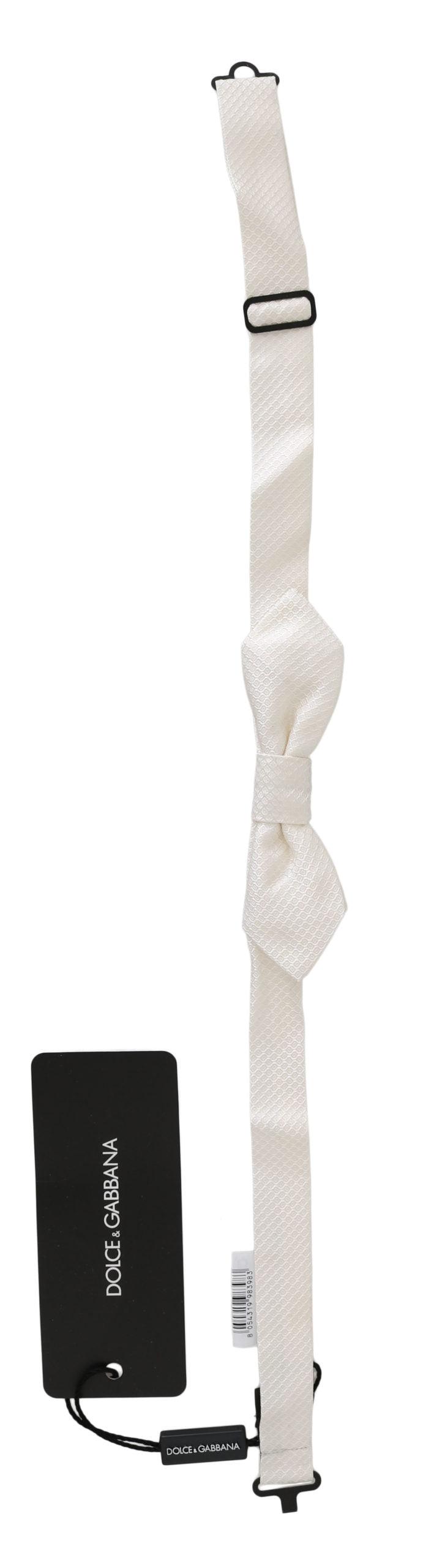 Dolce & Gabbana Elegant White Silk Bow Tie - PER.FASHION