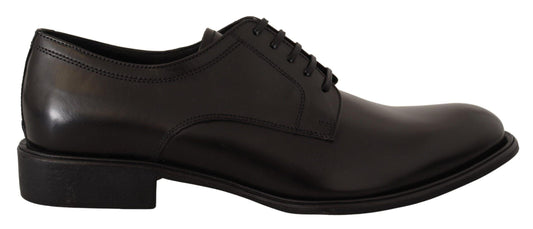 Dolce & Gabbana Elegant Black Leather Formal Derby Shoes - PER.FASHION