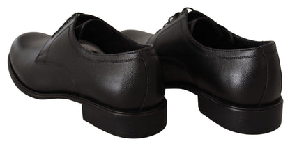 Dolce & Gabbana Elegant Black Leather Derby Shoes - PER.FASHION
