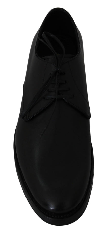 Dolce & Gabbana Elegant Black Leather Derby Dress Shoes - PER.FASHION