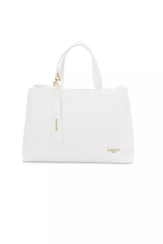 Baldinini Trend Elegant White Shoulder Bag with Golden Accents - PER.FASHION