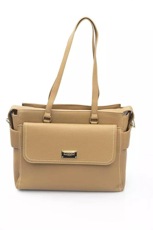 Baldinini Trend Elegant Beige Shoulder Bag With Golden Accents - PER.FASHION
