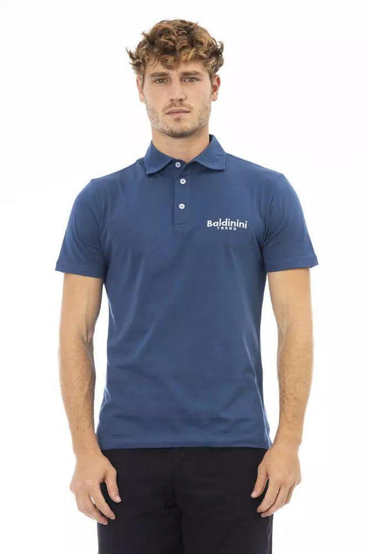 Baldinini Trend Elegant Blue Cotton Polo with Embroidered Logo - PER.FASHION
