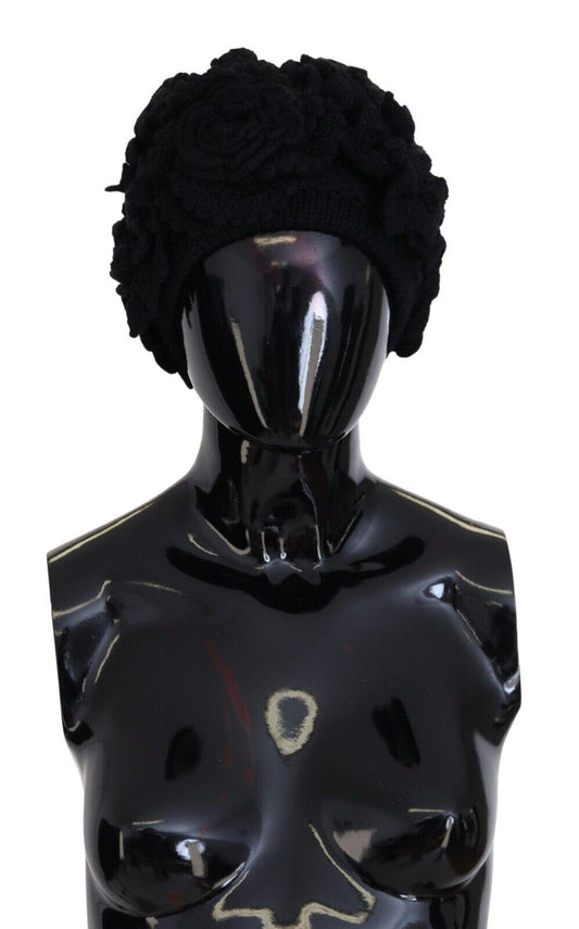 Dolce & Gabbana Elegant Black Virgin Wool Beanie Hat - PER.FASHION