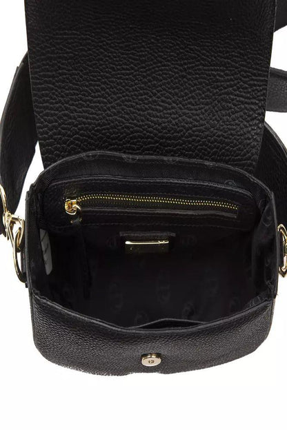 Pompei Donatella Elegant Black Leather Crossbody Bag - PER.FASHION