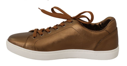 Dolce &amp; Gabbana Sneakers in pelle metallizzata dorata