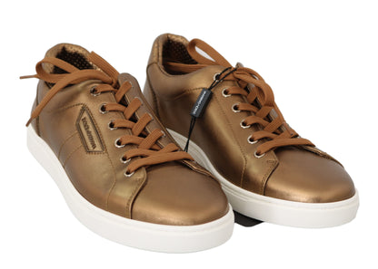 Dolce &amp; Gabbana Sneakers in pelle metallizzata dorata