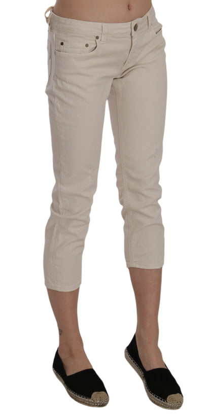 Dondup Pantaloni capri skinny corti a vita bassa beige