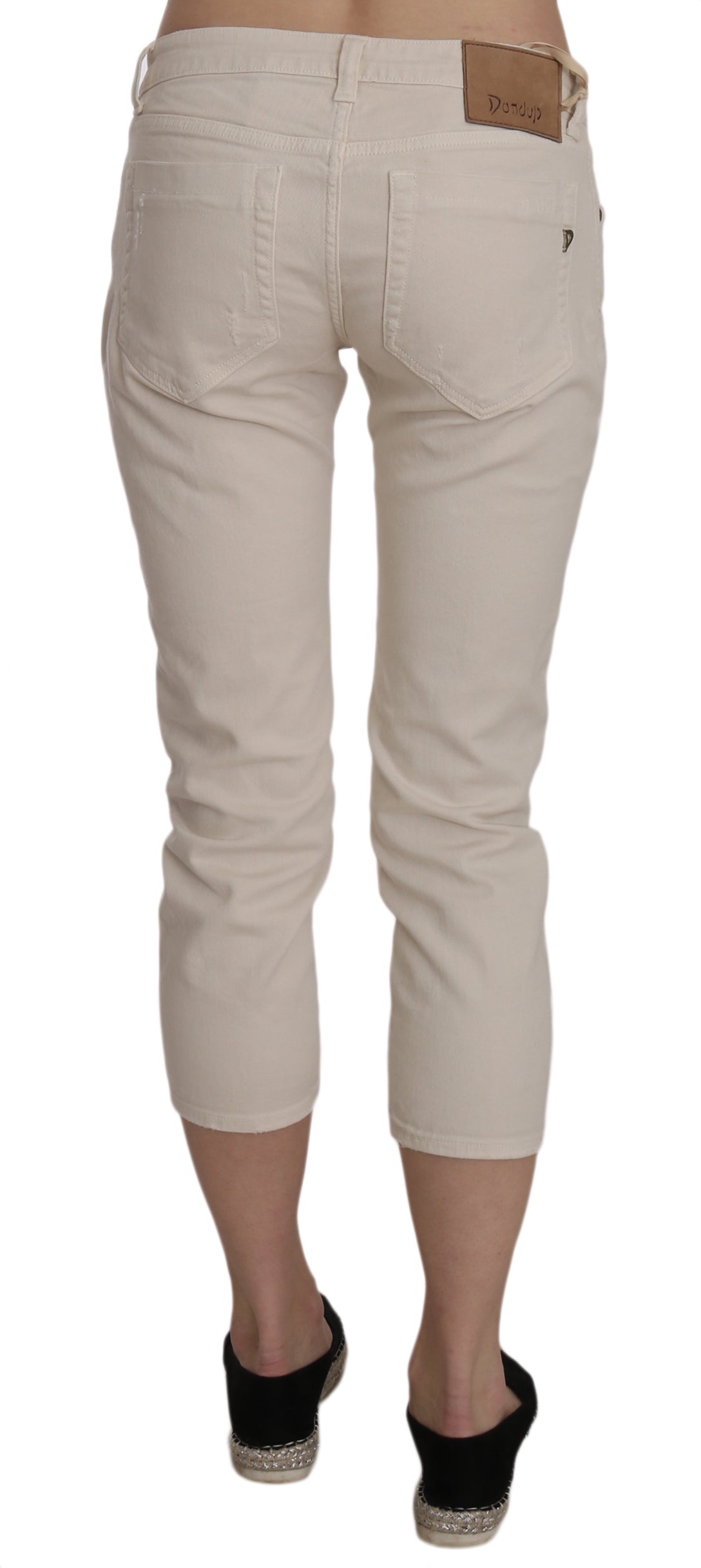 Dondup Pantaloni capri skinny corti a vita bassa beige