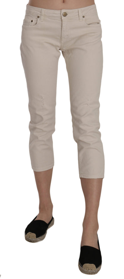 Dondup Pantaloni capri skinny corti a vita bassa beige