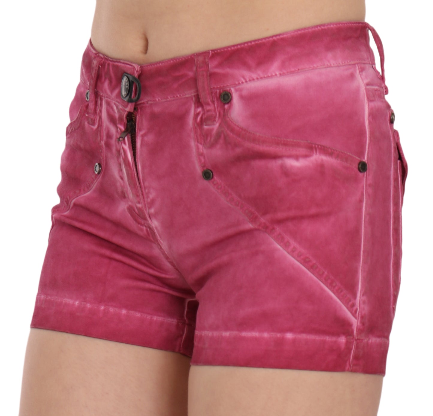 PLEIN SUD Pantaloncini di jeans lavati rosa chic