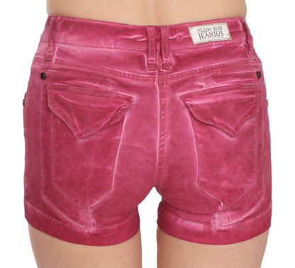 PLEIN SUD Pantaloncini di jeans lavati rosa chic