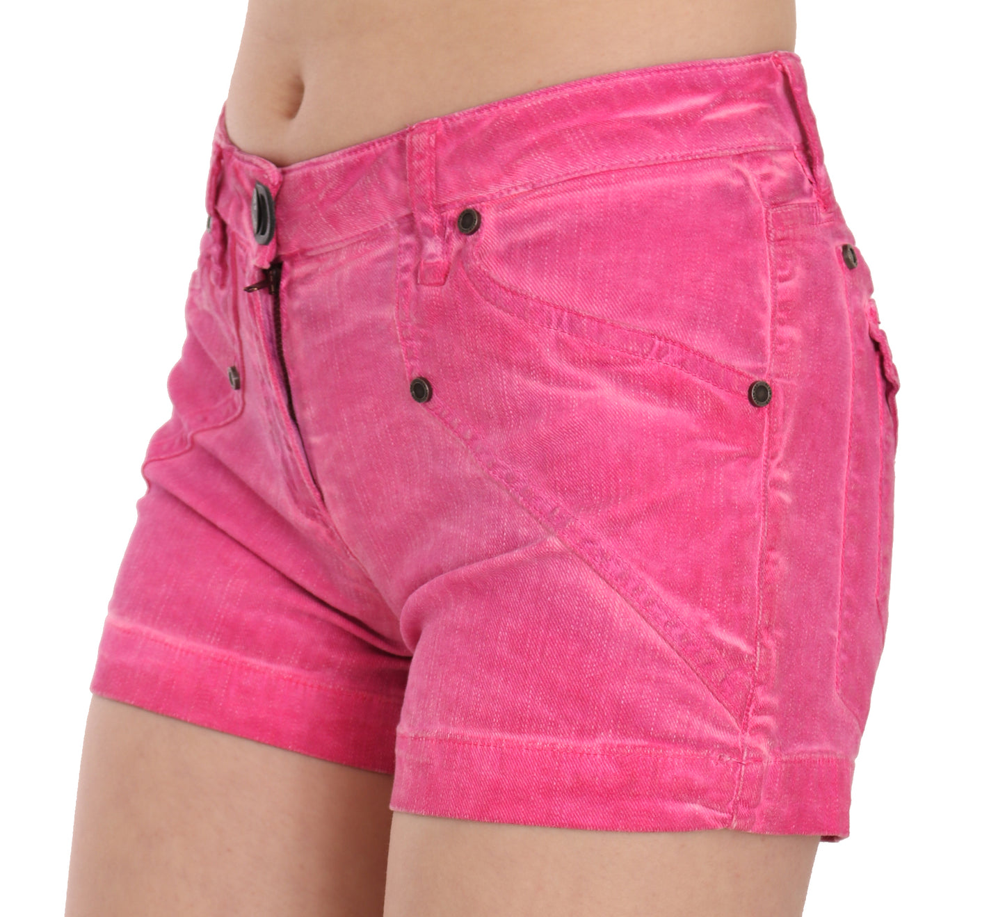 PLEIN SUD Mini pantaloncini rosa a vita media chic