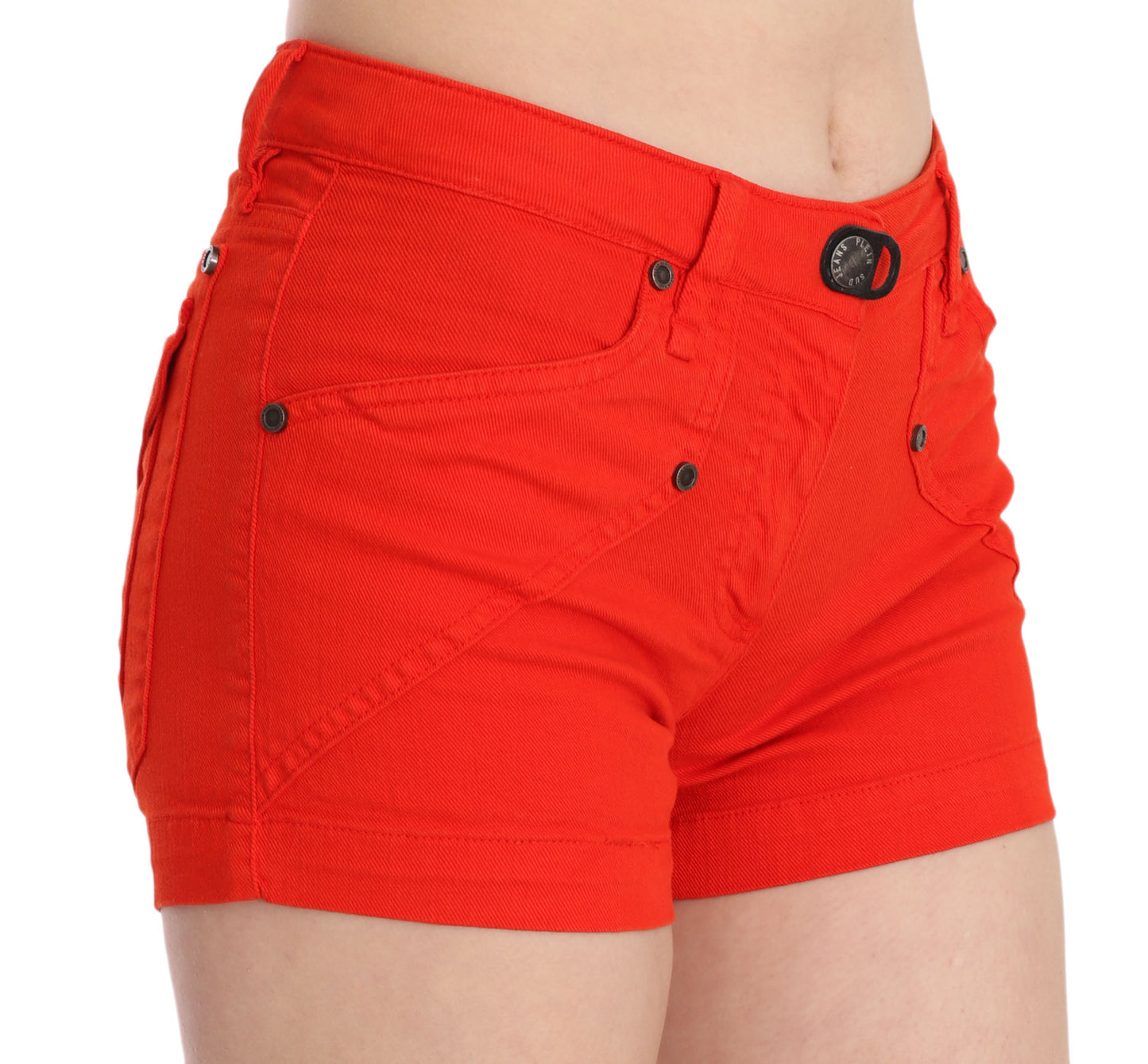 PLEIN SUD Mini shorts chic a vita media in arancione vibrante