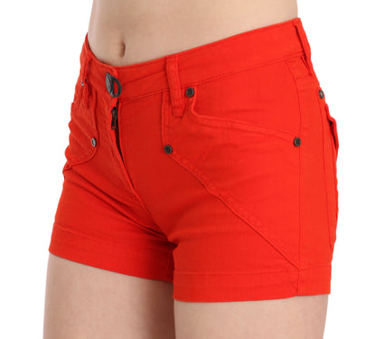 PLEIN SUD Mini shorts chic a vita media in arancione vibrante