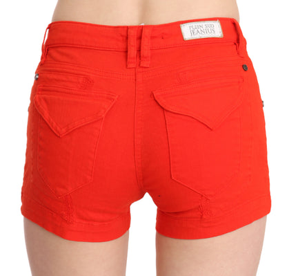 PLEIN SUD Mini shorts chic a vita media in arancione vibrante