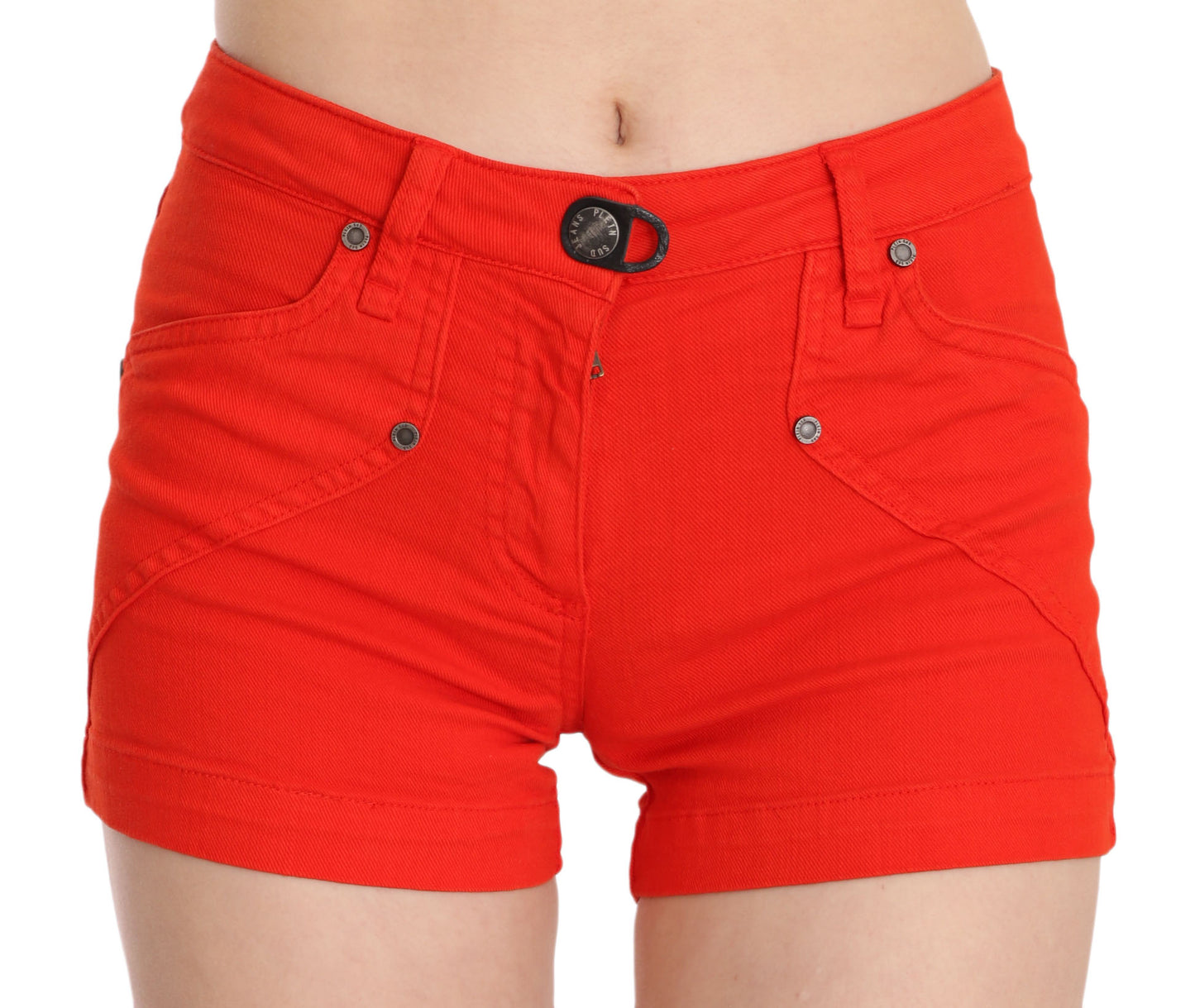 PLEIN SUD Mini shorts chic a vita media in arancione vibrante