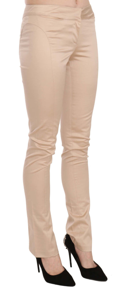 Just Cavalli Pantaloni skinny eleganti a vita bassa color crema