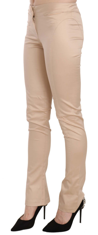 Just Cavalli Pantaloni skinny eleganti a vita bassa color crema