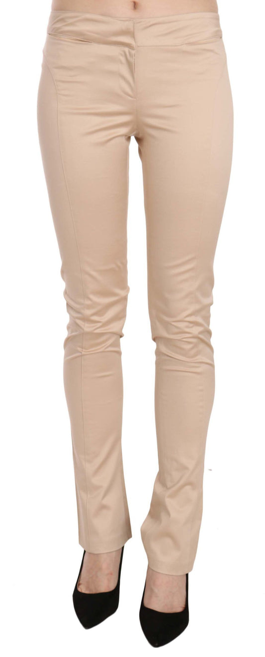 Just Cavalli Pantaloni skinny eleganti a vita bassa color crema