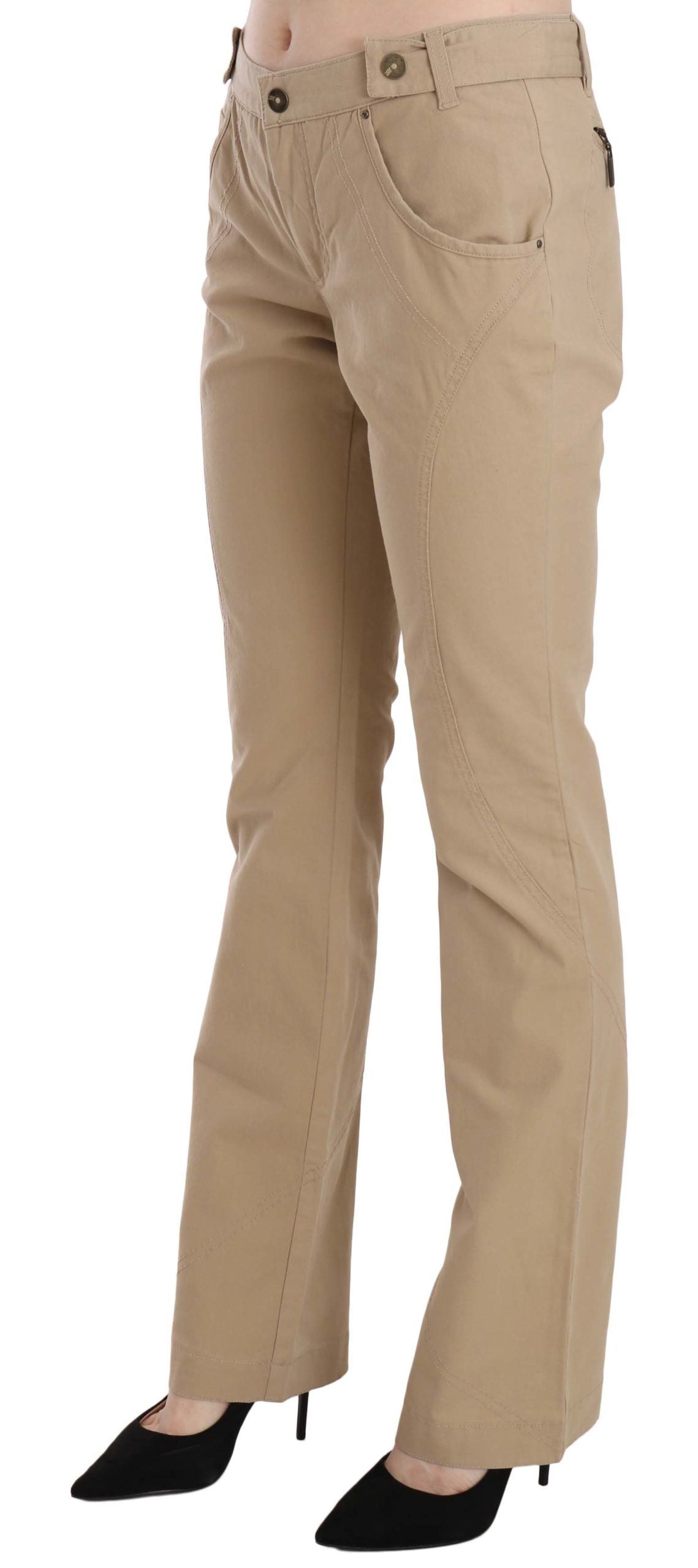 Pantaloni Just Cavalli Beige a gamba dritta a vita media