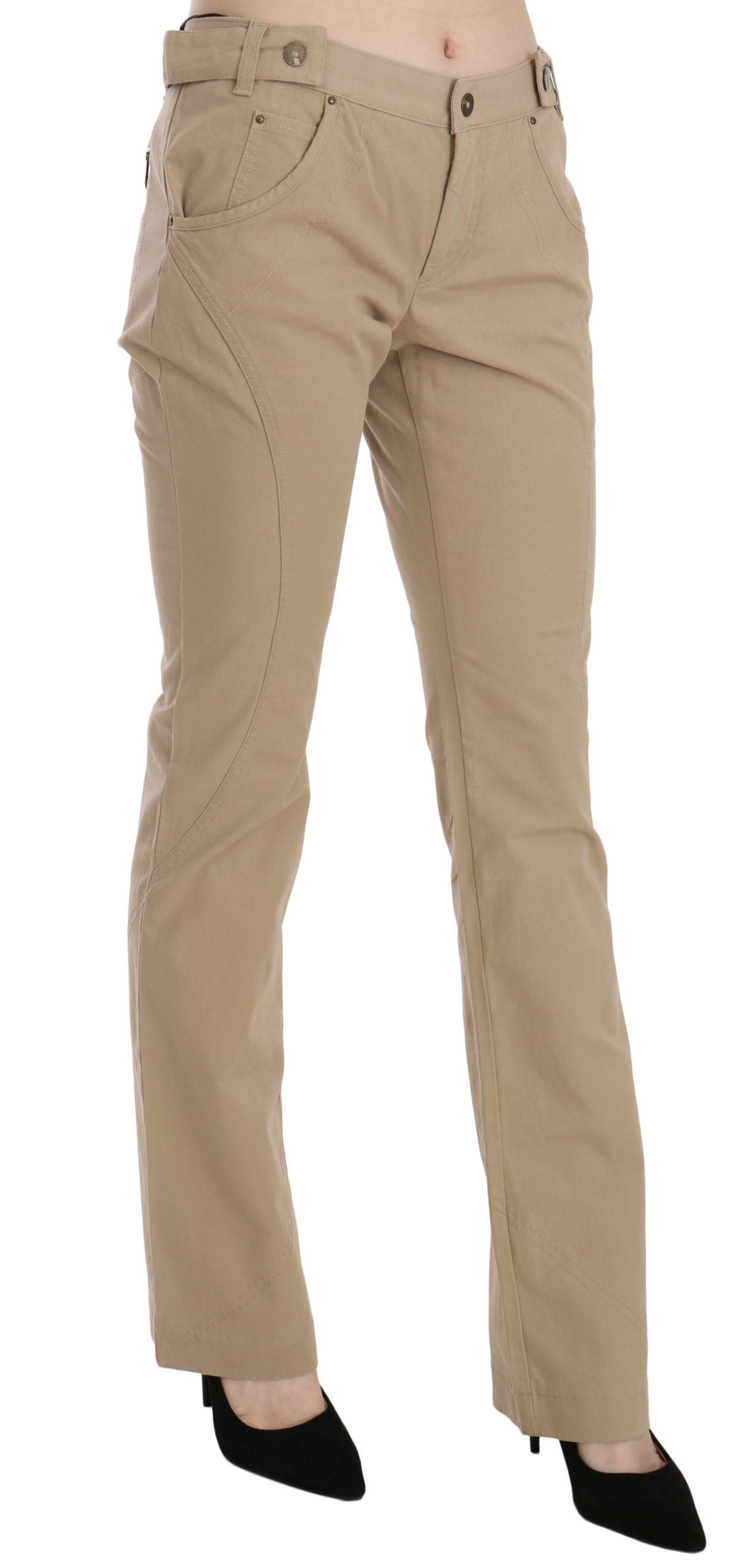 Pantaloni Just Cavalli Beige a gamba dritta a vita media