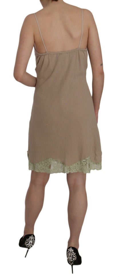 MEMORI ROSA Mini abito elegante con cinturino in pizzo beige