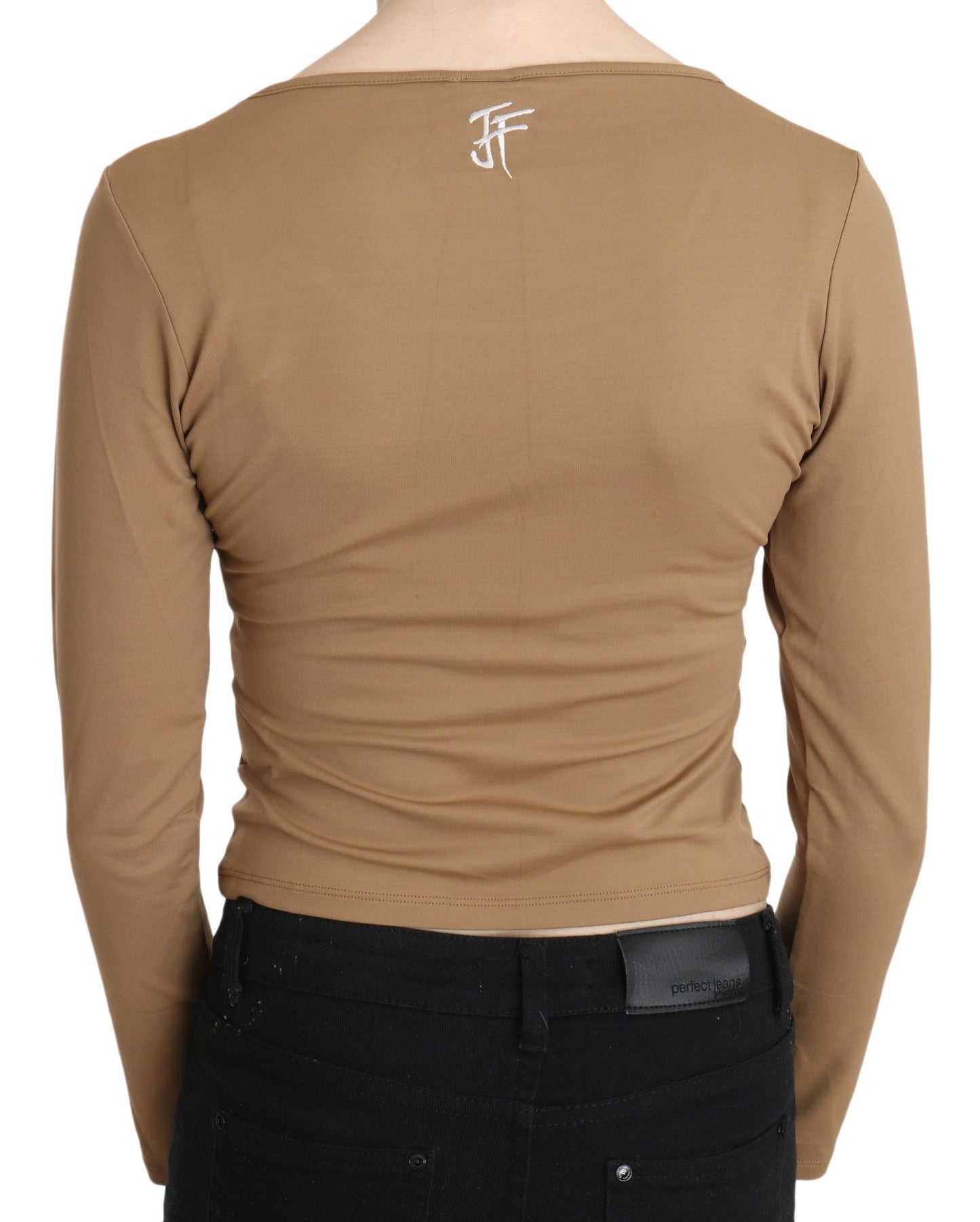 Top corto elegante a maniche lunghe marrone GF Ferre