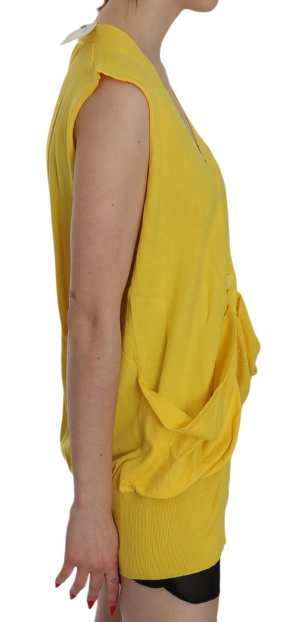 PINK MEMORIES Elegante gilet in cotone senza maniche giallo