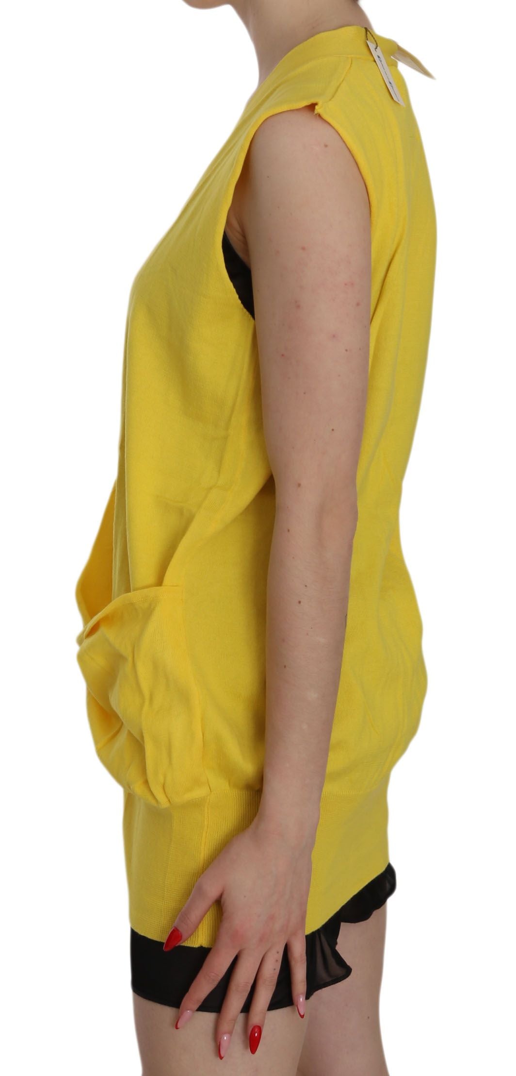 PINK MEMORIES Elegante gilet in cotone senza maniche giallo