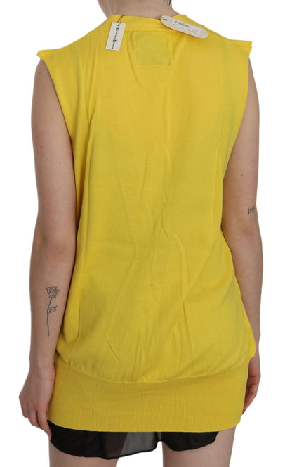 PINK MEMORIES Elegante gilet in cotone senza maniche giallo