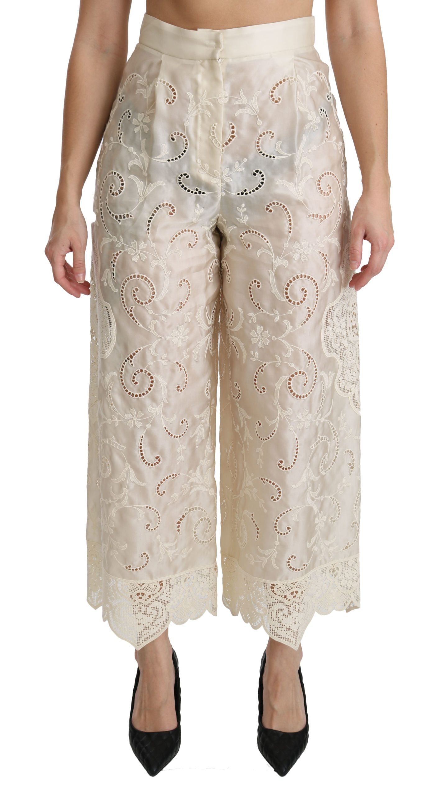 Dolce &amp; Gabbana Pantaloni cropped palazzo eleganti a vita alta