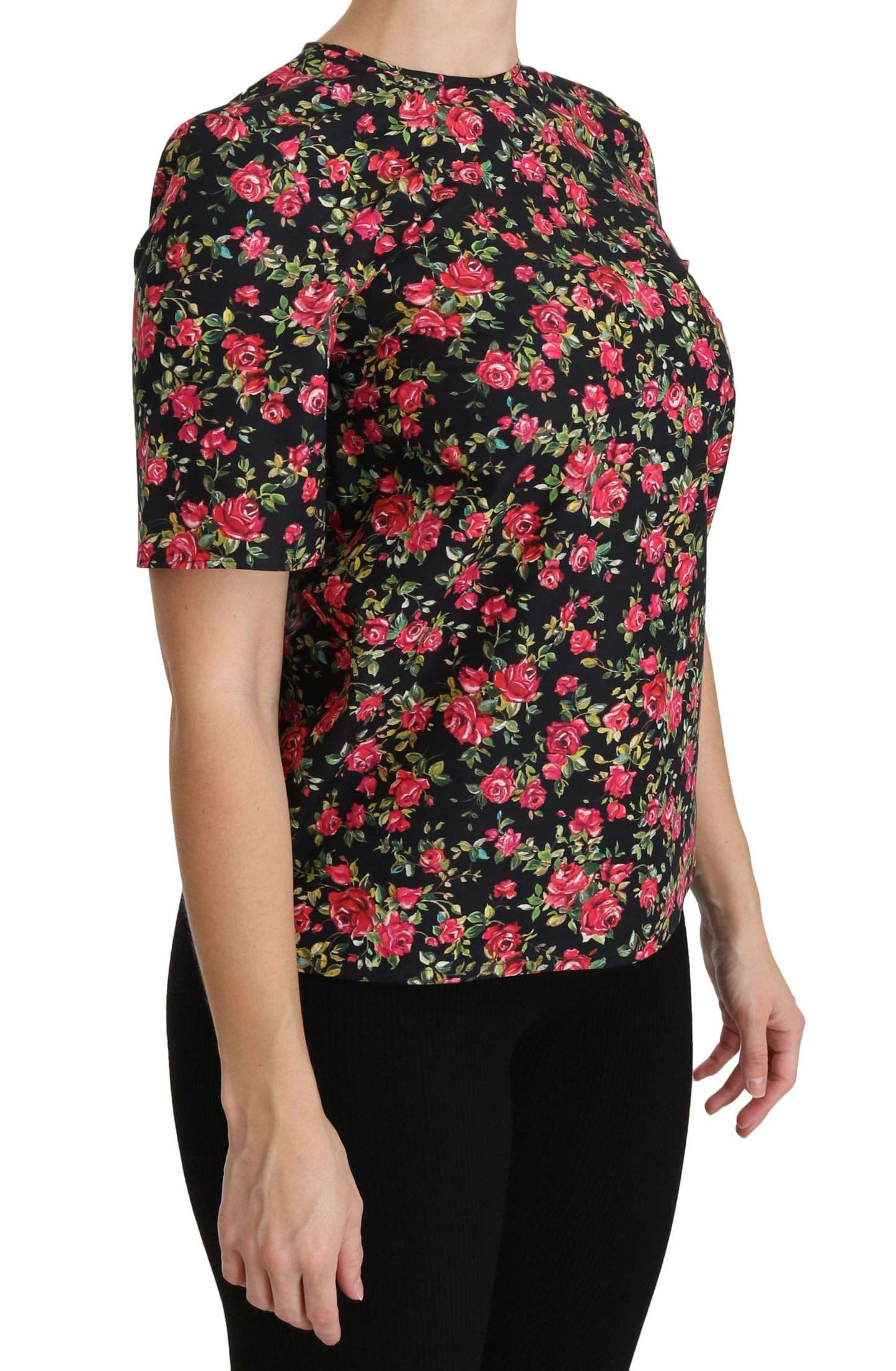 Dolce &amp; Gabbana Elegante top girocollo floreale nero