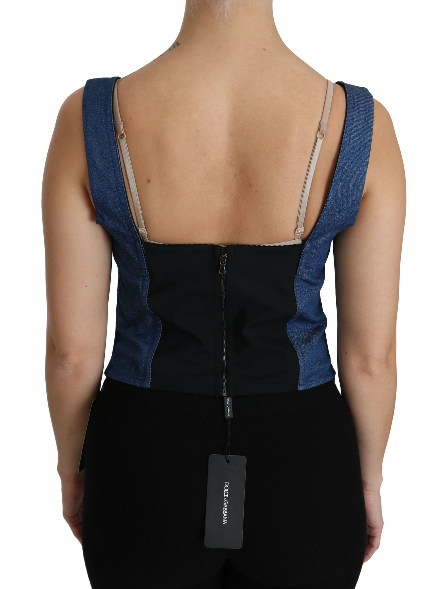 Dolce &amp; Gabbana Top bustier elegante senza maniche in blu