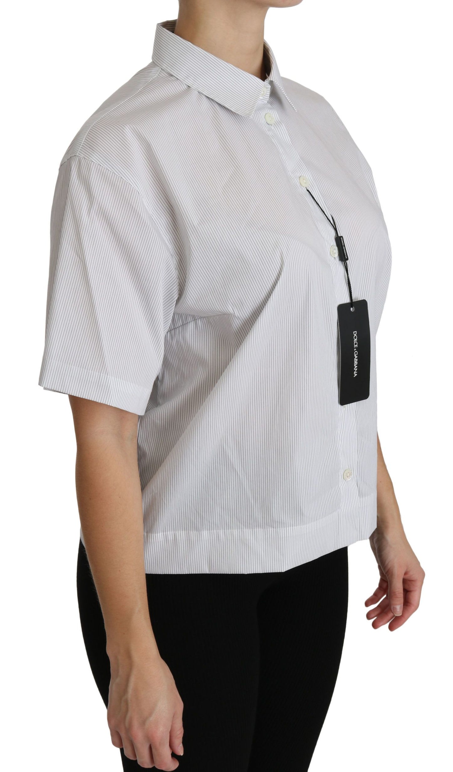 Dolce & Gabbana Elegant White Cotton Polo Top