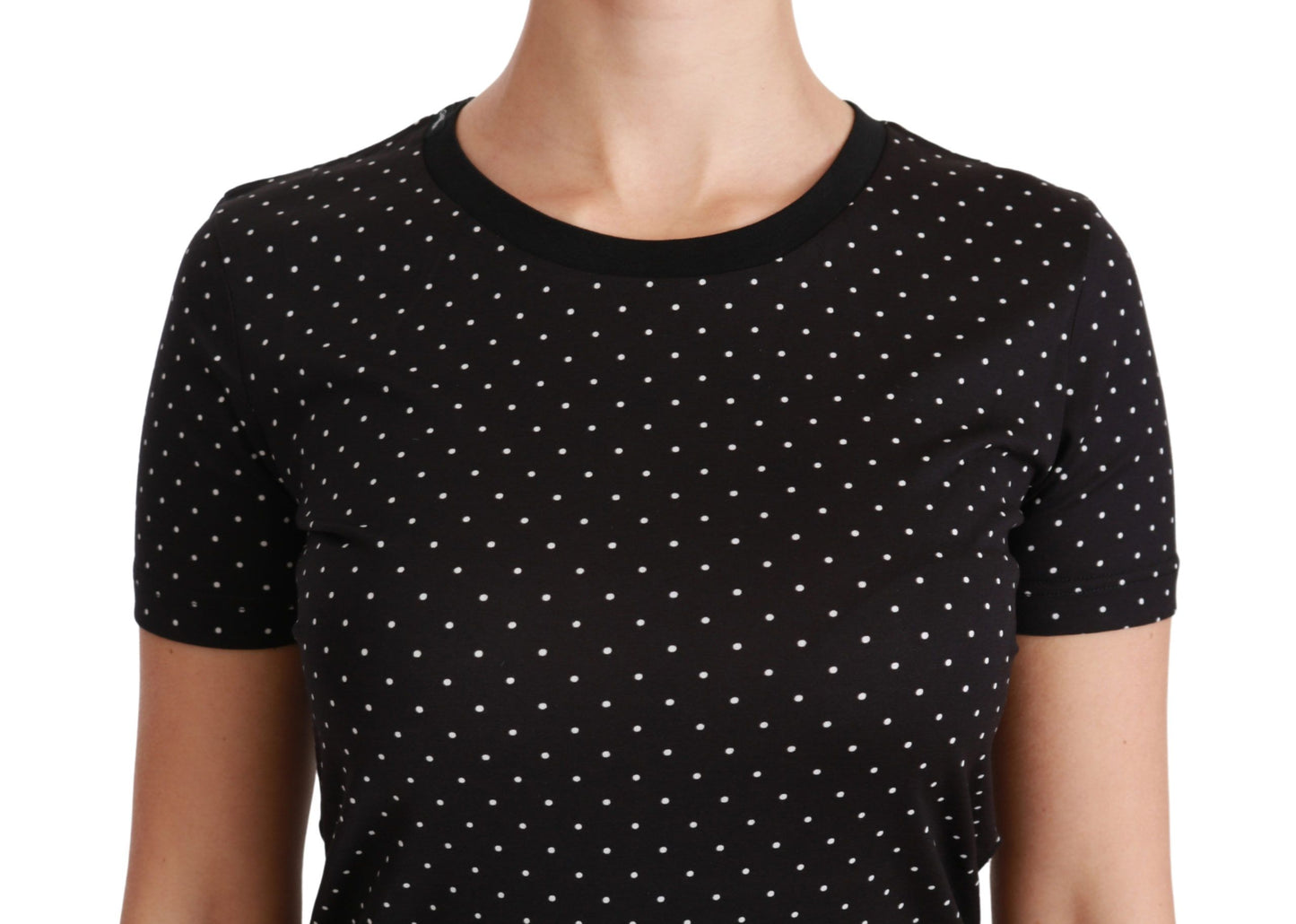 Dolce &amp; Gabbana T-shirt in cotone girocollo chic nera punteggiata