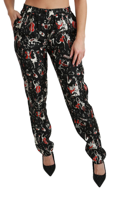 Pantaloni a vita media slim fit in seta elegante Dolce &amp; Gabbana