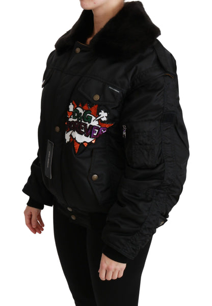 Dolce &amp; Gabbana Elegante bomber nero con caratteristiche staccabili