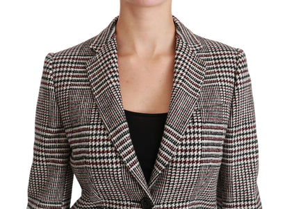 Dolce &amp; Gabbana Cappotto elegante giacca al ginocchio a quadri multicolor