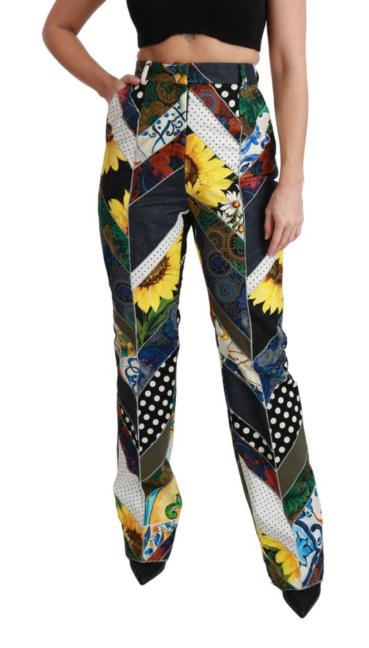 Dolce &amp; Gabbana Pantaloni dritti multicolor eleganti a vita alta