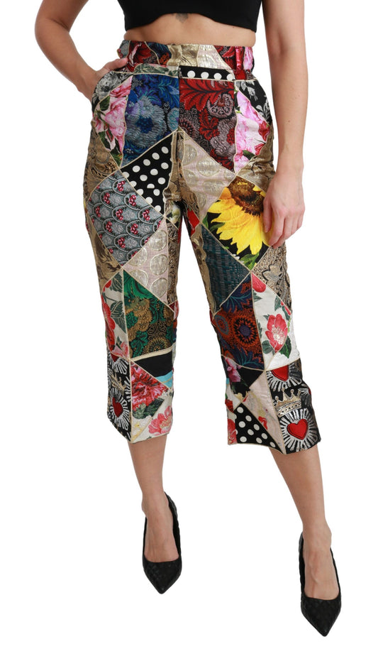 Dolce &amp; Gabbana Pantaloni eleganti cropped in misto seta a vita alta