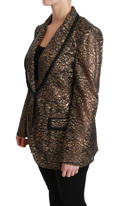 Dolce &amp; Gabbana Elegante giacca blazer in pizzo floreale dorato