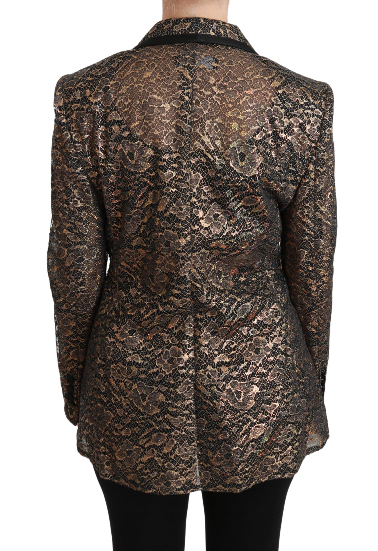 Dolce &amp; Gabbana Elegante giacca blazer in pizzo floreale dorato