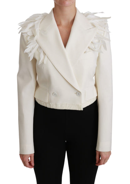 Dolce &amp; Gabbana Elegante giacca blazer doppiopetto bianca