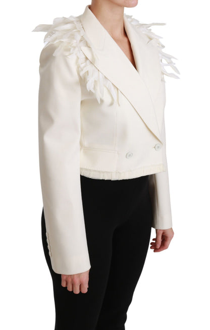 Dolce &amp; Gabbana Elegante giacca blazer doppiopetto bianca