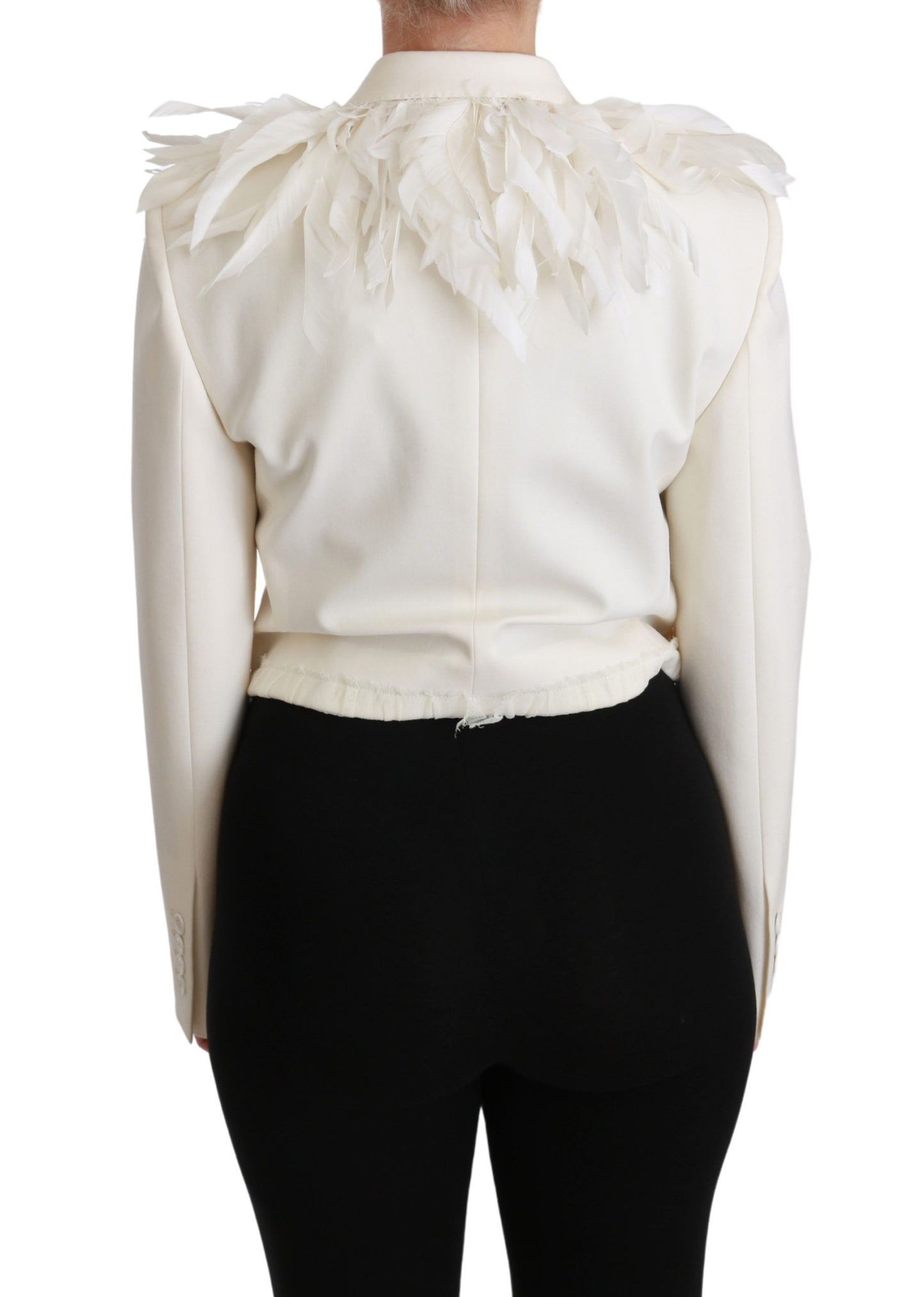 Dolce &amp; Gabbana Elegante giacca blazer doppiopetto bianca