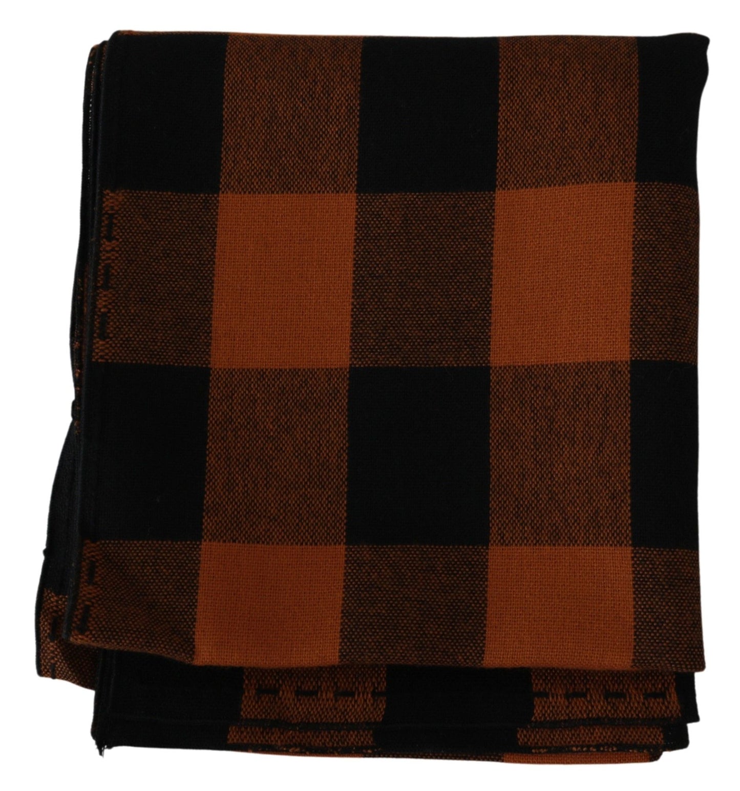 Costume National Chic Orange Check Wool Blend Scarf